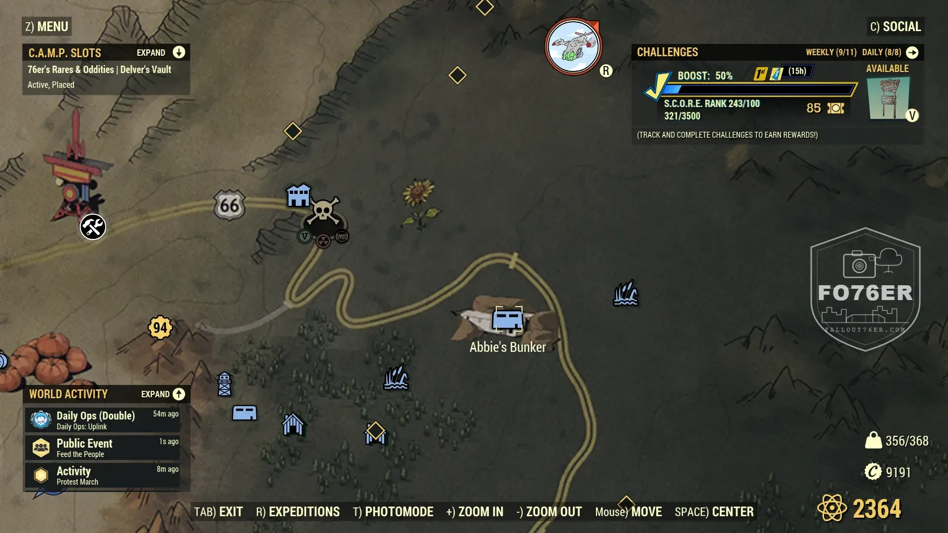 Radroach spawn map — Abbie's Bunker (The Mire), Fallout 76