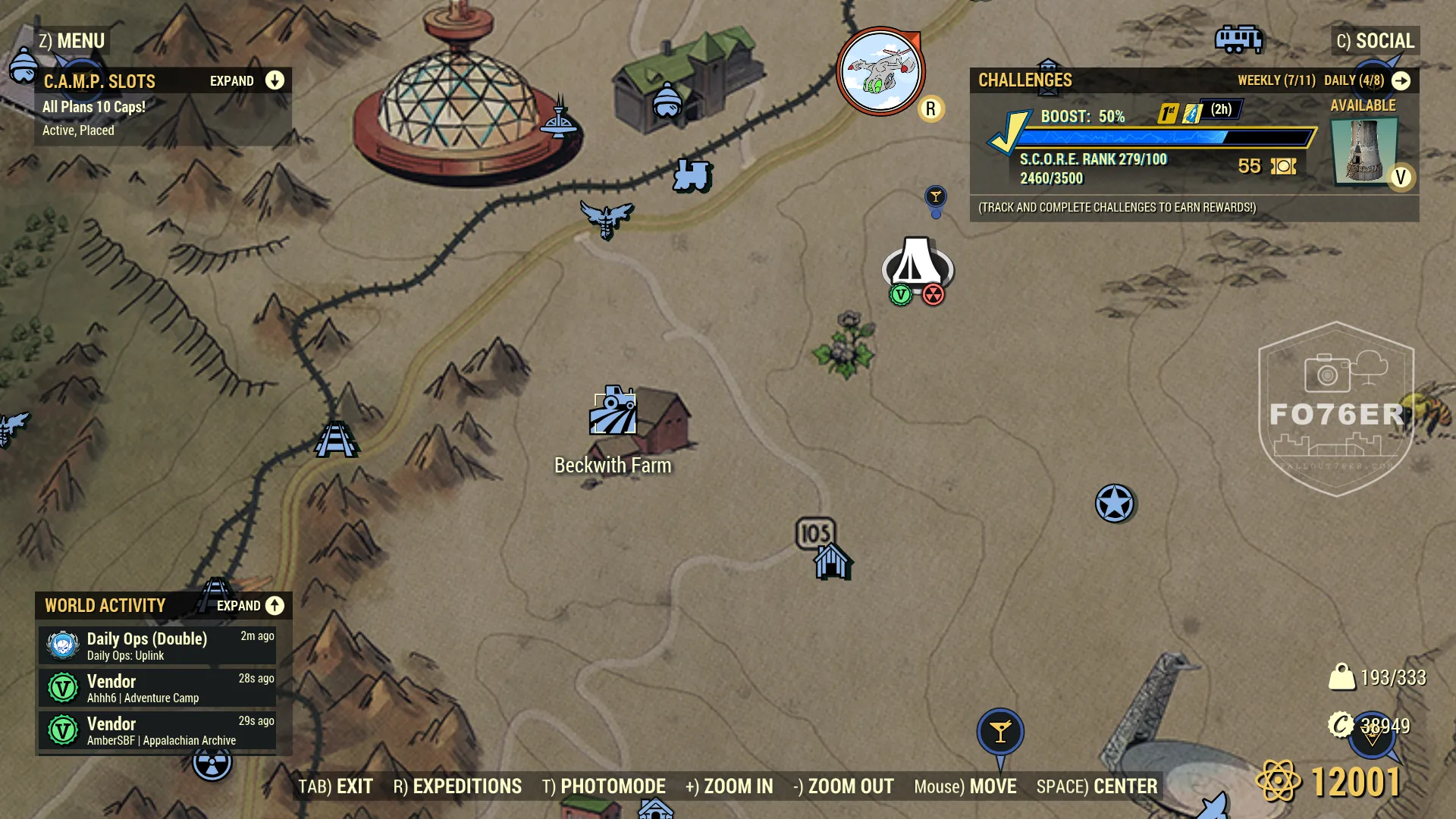 Cat spawn map — Beckwith Farm (Savage Divide), Fallout 76