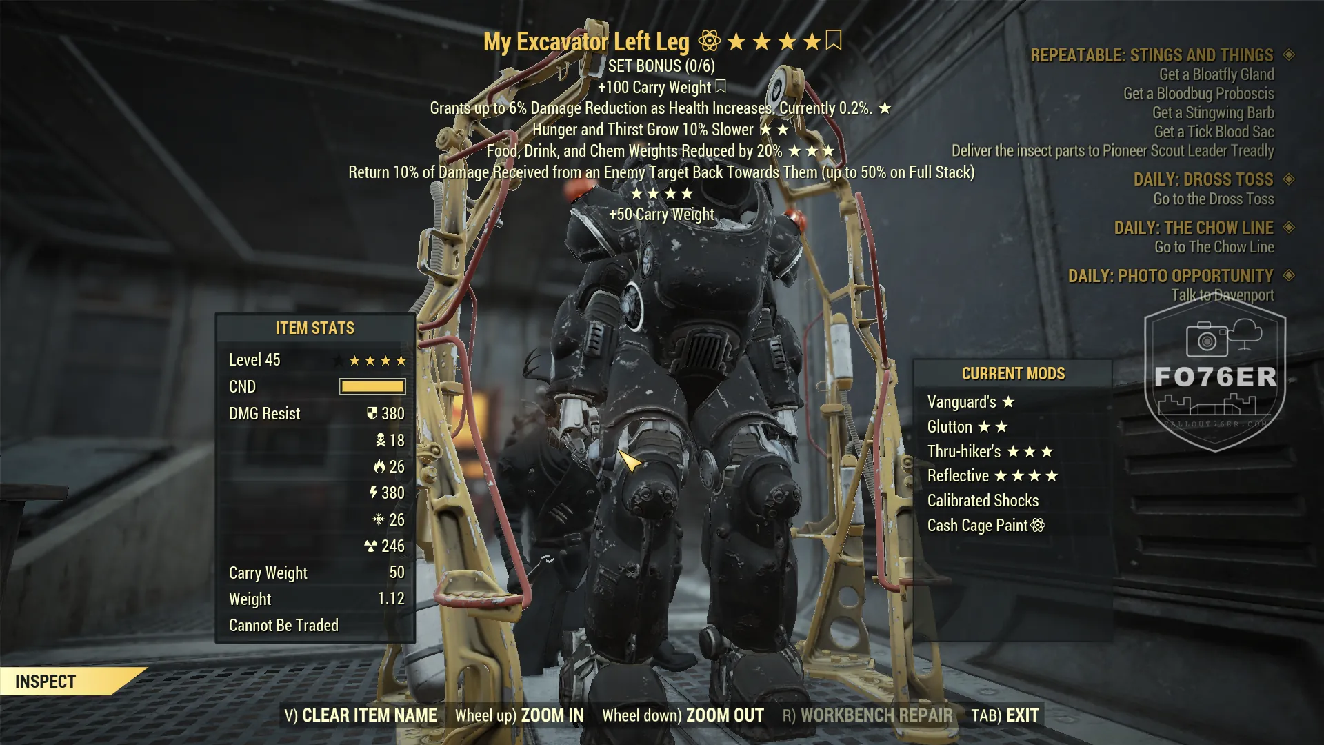 Excavator power armor left leg