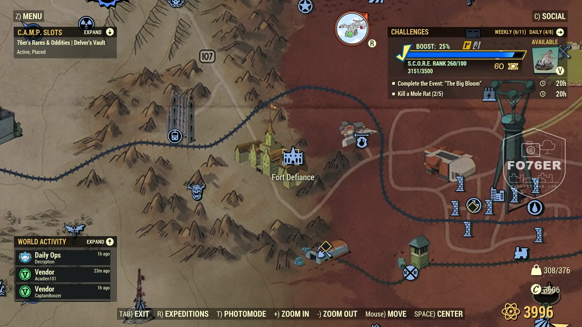 Rad Ant spawn map — Fort Defiance (Cranberry Bog), Fallout 76