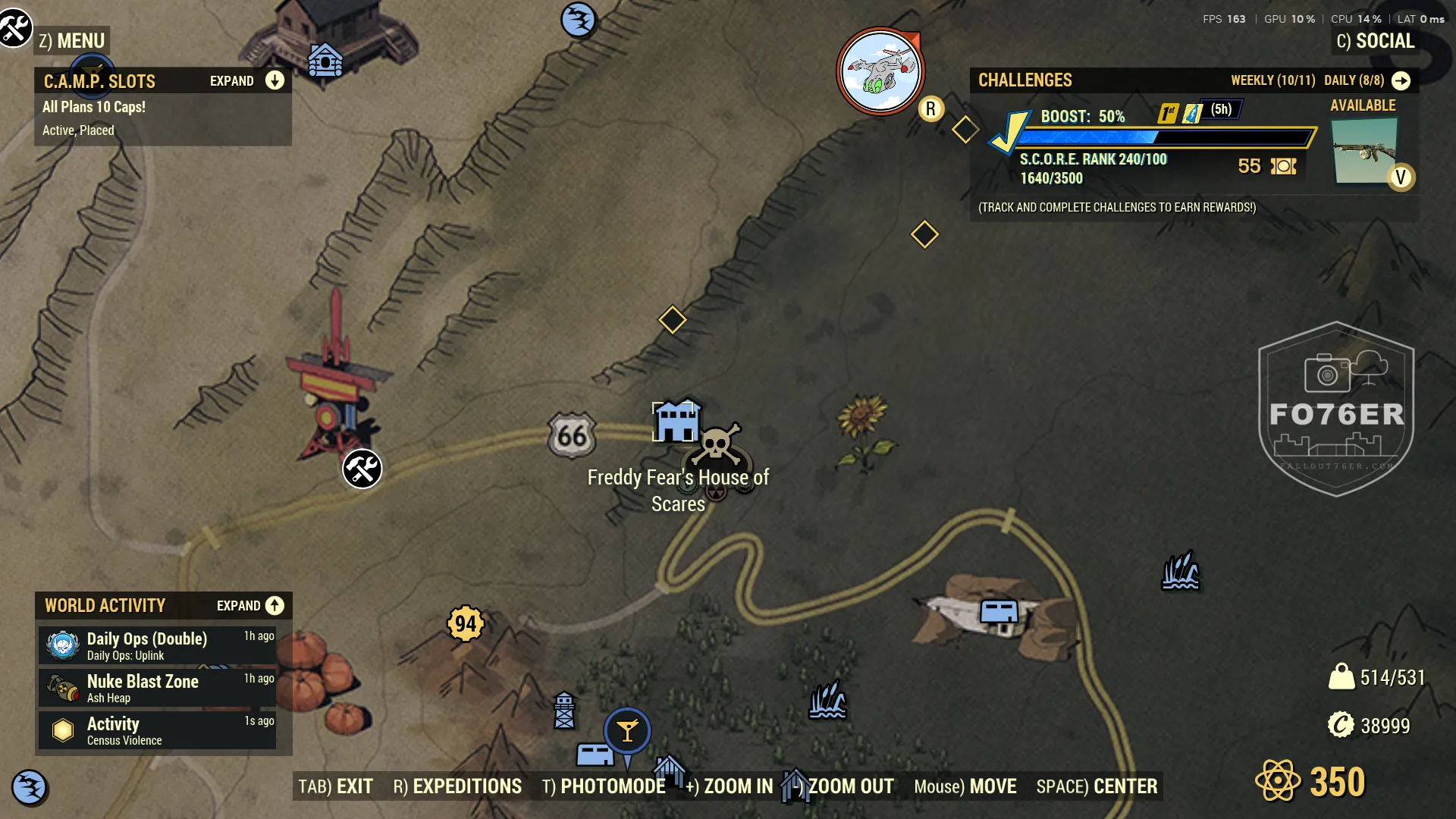 Honey Beast spawn map — Freddy Fear's House of Scares (The Mire), Fallout 76