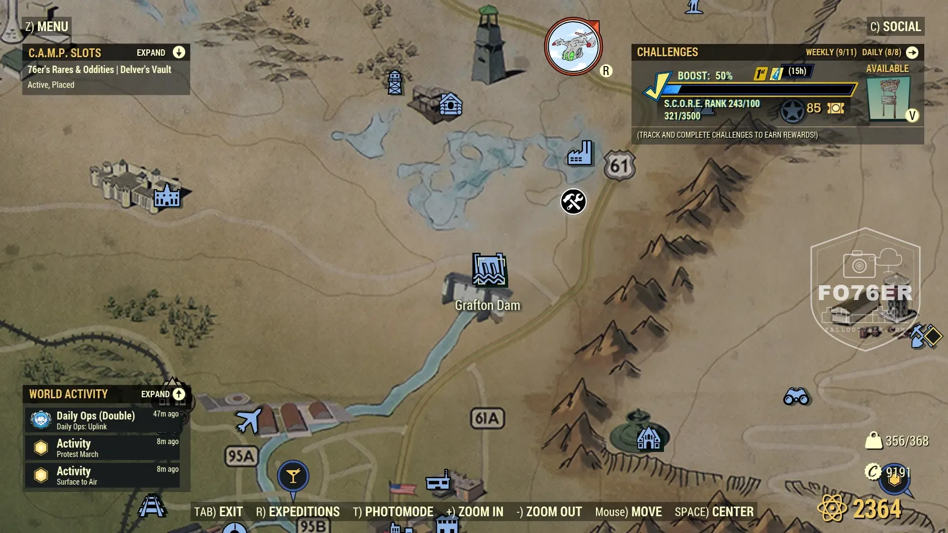 Super Mutant spawn map — Grafton Dam (Toxic Valley), Fallout 76
